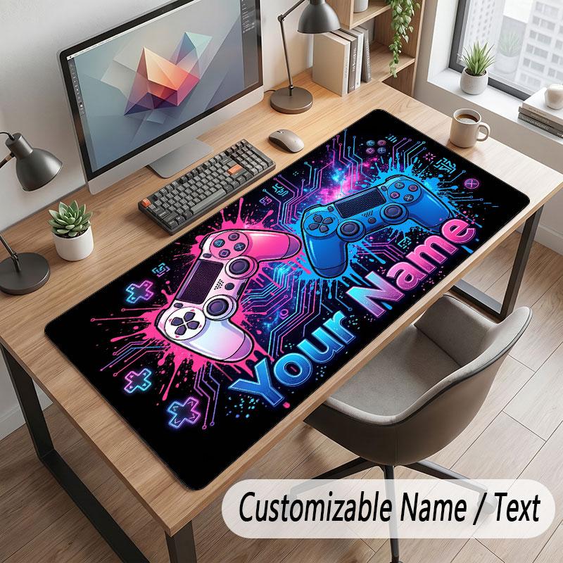 Game Controller Theme Customized Mouse Pad Personalized Print Name Text Desk Mat For Home Office Table Decor