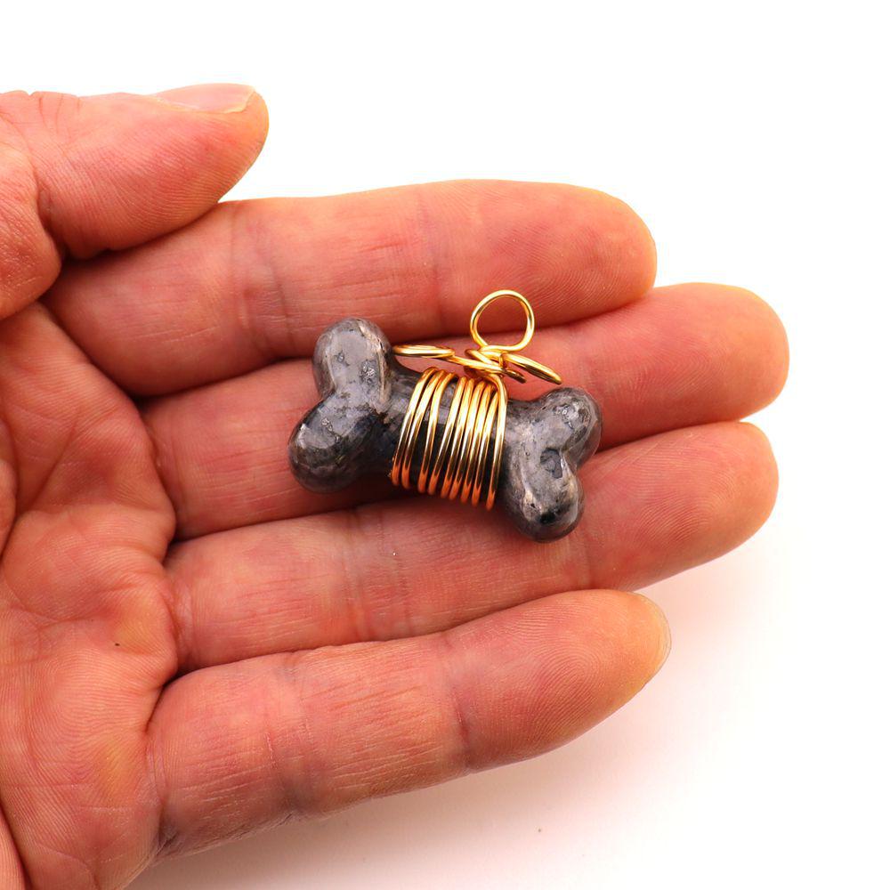 35mm Handmade Wrapped Wire Agate Amethyst Bone Necklace with Natural Crystal Stones (N729)