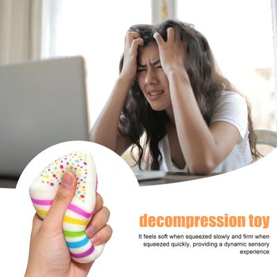 Simulated Cake Squeeze Toy Anxiety Relief Slow Rising Rainbow Cake Stress Toy Portable Fake Food Decompression Tools