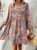 Di Yun Women's Casual Vacation Rayon Print Long Sleeve Dress - 2024 Spring/Summer Collection