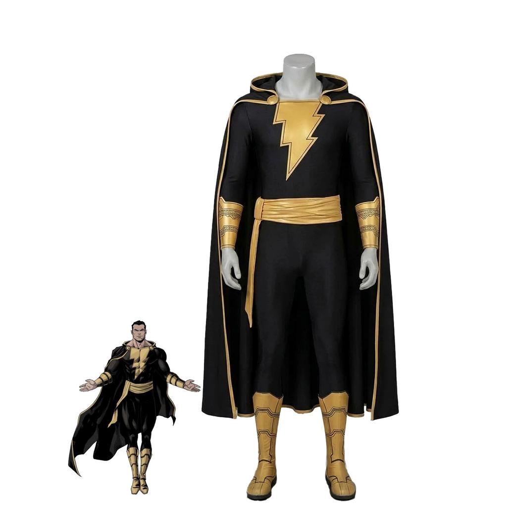 Halloween Superhero Comic Version Black Adam cos Clothing jumpsuit cape set cosplay Role Play
