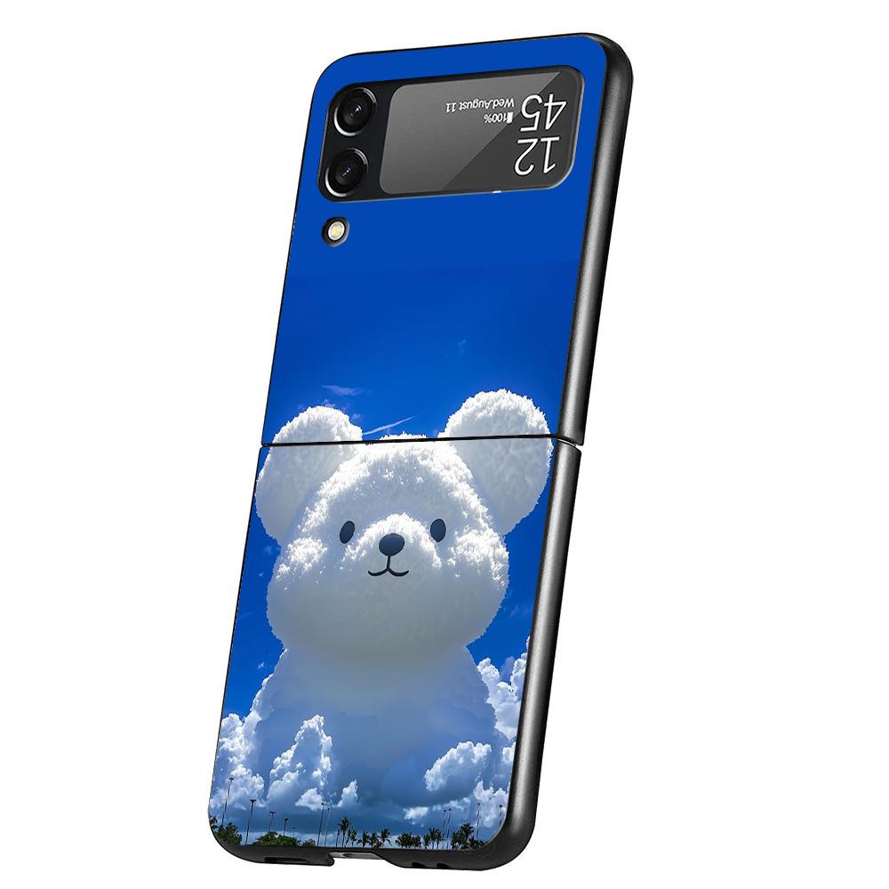 Sunny Clouds Teddy Bear Phone Case For Samsung Galaxy Z Flip 7 6 5 4 3 5G Cover ZFlip7 ZFlip6 ZFlip4 ZFlip5 ZFlip3 Coque Fundas