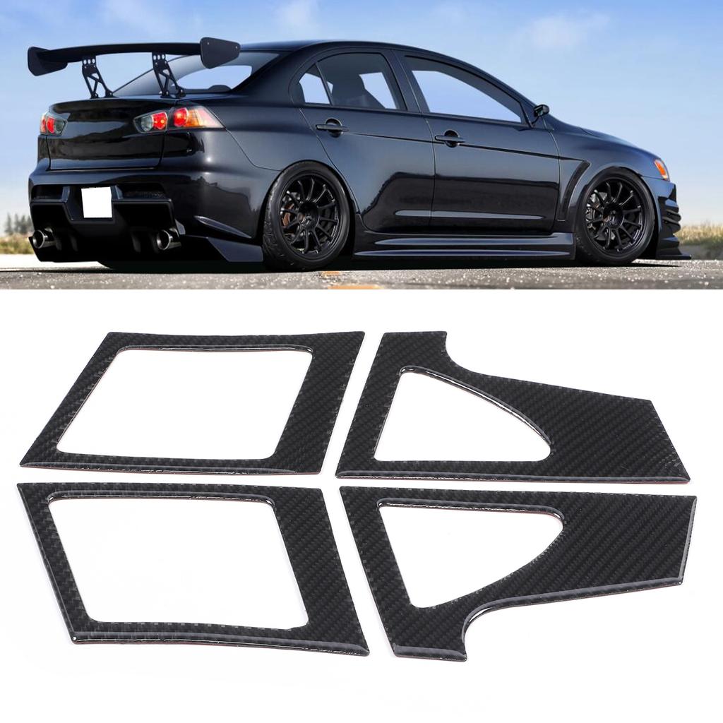 4 Stück Armaturenbrett Luftausströmer Abdeckung Auslass Kohlefaser Zierleiste Links Rechts Passend für Mitsubishi Lancer 2008-2016