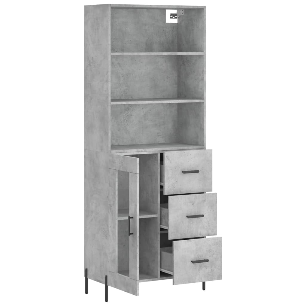 VidaXL Highboard Betongrau 69,5x34x180 cm Holzwerkstoff