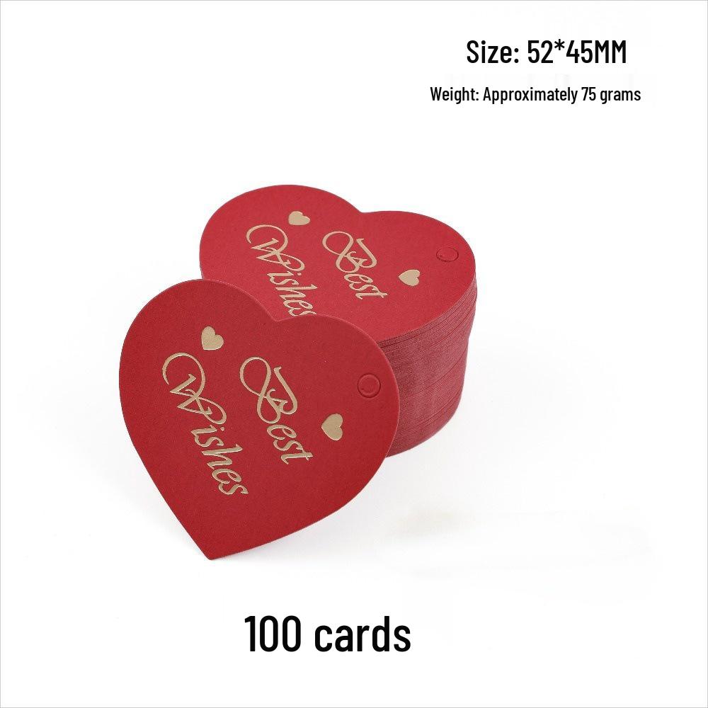 Heart-Shaped Cowhide Paper Blank Tag - Valentine's Day Red Label
