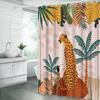 Orange Cheetah And Tropical Leaves Pattern Waterproof Shower Curtain 180X200Cm - Jungle Animal Print Bath Curtain For Home Decor