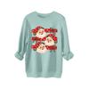 Womens Thick Hoodie Leopard Print Bow Santa Snowflake Graphic Round Neck Loose Fit Casual Winter Sweatshirt