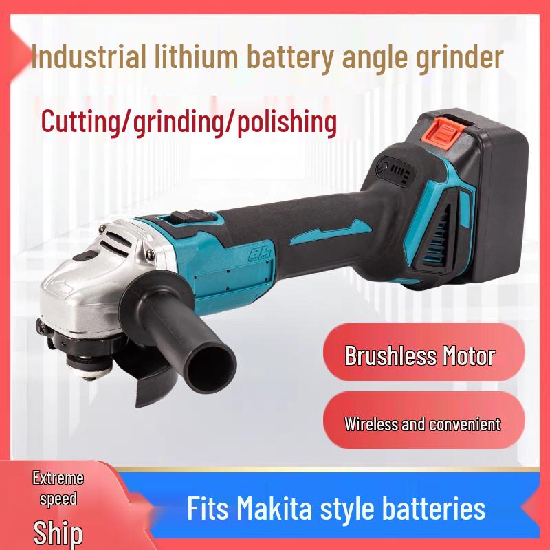 Cordless Brushless Angle Grinder with Rechargeable Lithium Battery - Electric Polisher and Handheld Cutting Machine