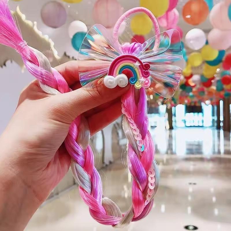 1/2pcs Cute Curly Hair Bowtie Wig Girls Hairpins Ombre Color Headwear Hair Clips for Princess Dress Up Birthday Gift Party Favor