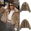 Womens Winter Faux Fur Lined Jacket Warm Thick Outerwear Street Style Casual Coat