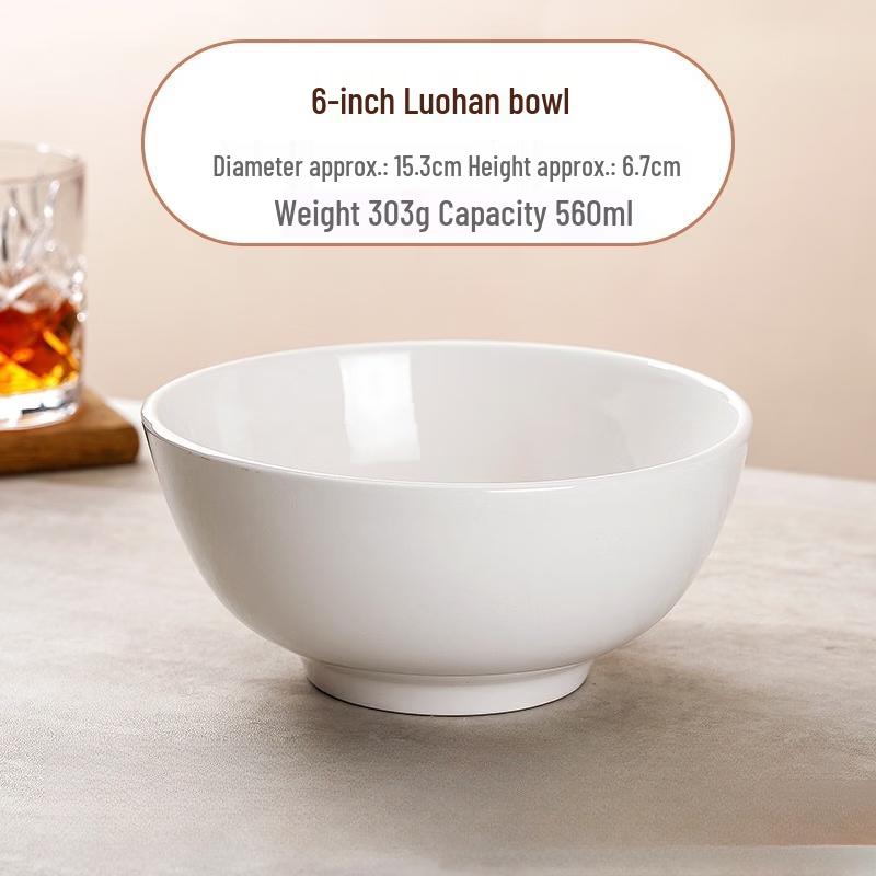 Ru Han Pure White Chinese Ceramic 6-inch Soup Bowl Set