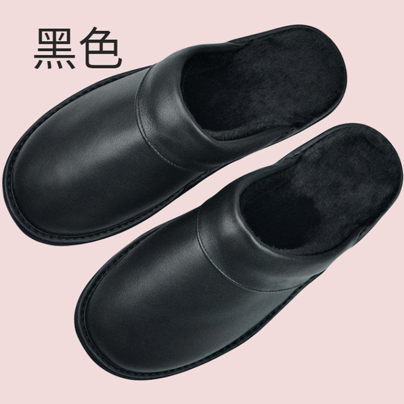 

Тапочки из натуральной коровьей кожи, льняные тапочки для дома, хлопковые тапочки для дома, весна-осень, для мужчин и женщин, для пожилых людей, нескользящие, повседневные, одинарные 30 fit 45-46 yards чёрный