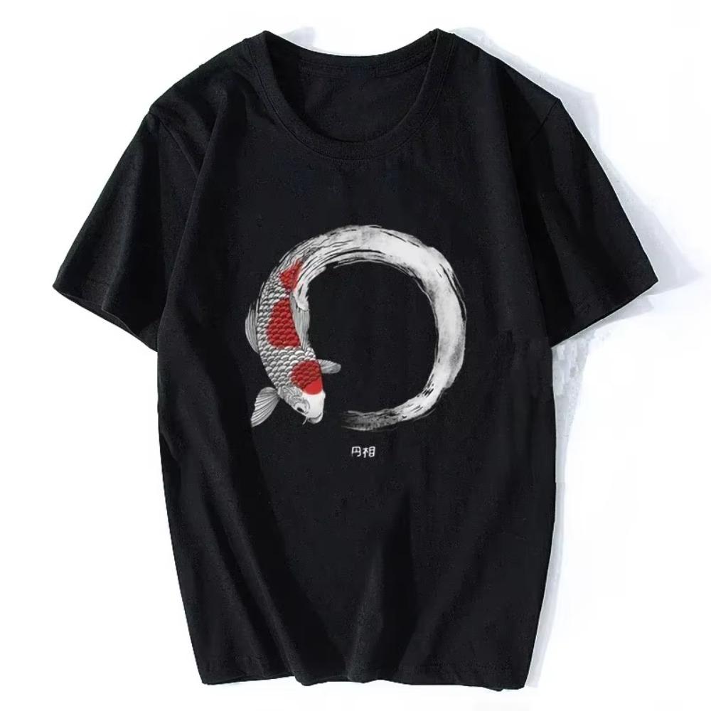 Koi Fish Enso Tops Funny T-shirt Graphic Tees Harajuku Men T Shirt Gothic Short Sleeve Tshirt Boyfriend Gift Oversized Clothes