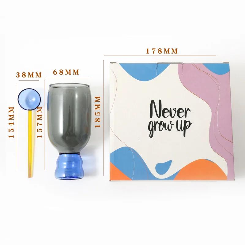 Colorful Gift Set Glass Mug with Spoon Glass Cup Coffee Mugs Drinking Birthday Gift Pack Home Decorative Vase Tumbler Glasses