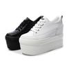 Single Shoes Women's 2025 New Autumn Women's Shoes Leather Surface Platform White Shoes Muffin Heel Height Increase Casual Shoes Lace-up Tide