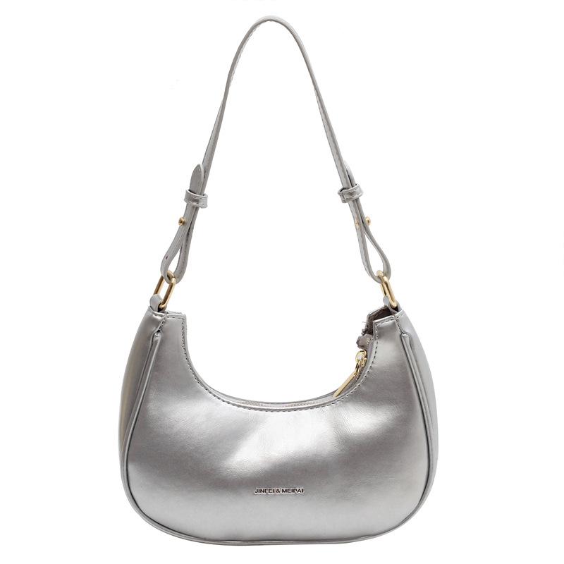 

Простая сумка под мышкой, текстурная сумка, новая сумка, женская мода, популярная сумка через плечо, багет, сумка-пельмень серебряный