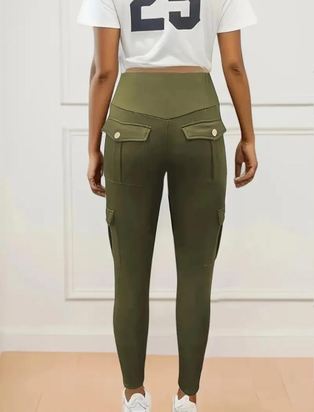 Women's High-Waist Quick-Dry Pocket Fitness Pants - Elastic & Tight Sports Leggings for Running & Bodybuilding