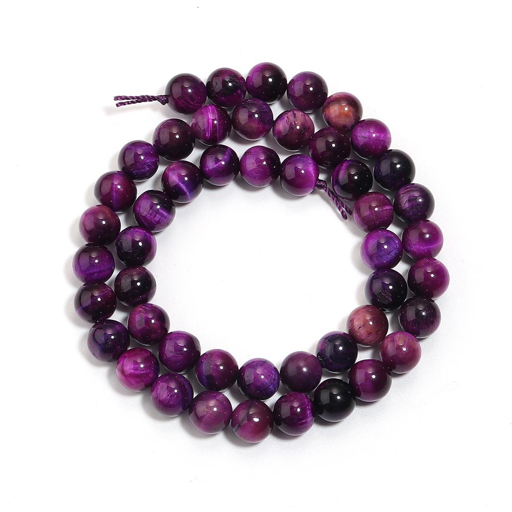 Naturstein Lila Tigerauge Perlen 4 6 8 10 12mm Rund Lose Edelsteinperlen Für Schmuckherstellung DIY Armbänder Halskette Zubehör