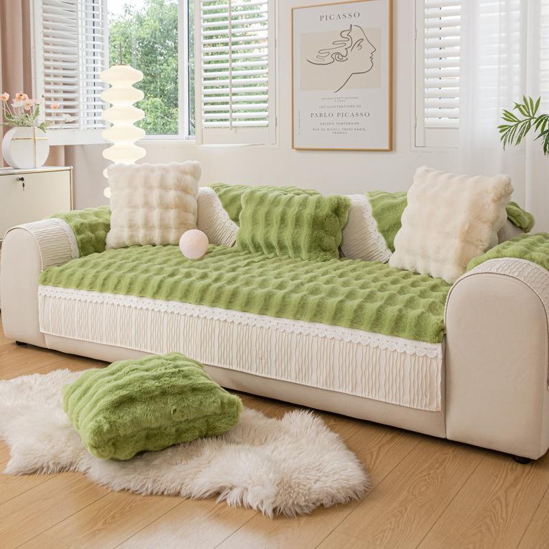 Winter Bunny Cashmere Sofa Cushion Thickened Fleece Cushion Non-Slip Sofa Cover Three Seats One Imperial Concubine Autumn and Winter Cover Towel