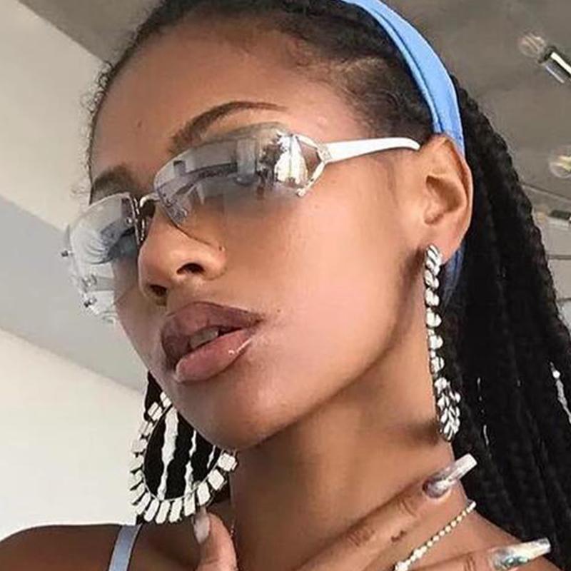 Wrap Around Y2K Sunglasses for Women Men Shield Flat Top Sunglasses Futuristic Frameless Gradient Lens Sun Glasses Eyewear