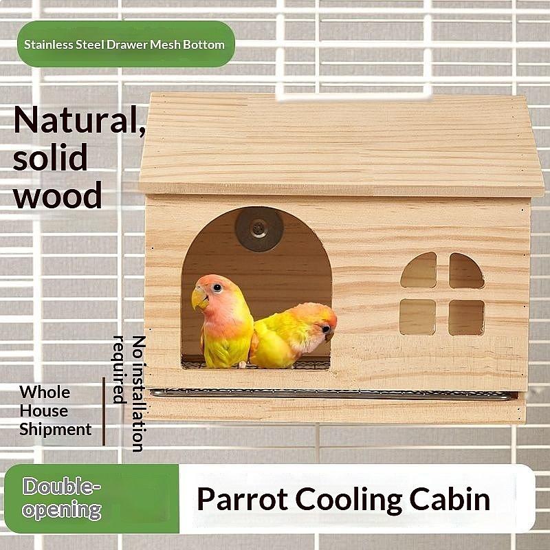 Ziehbarer Boden Netz Vogelhaus Papagei Holzhaus Tigerfell Pfingstrose Mönch Wellensittich Kleines Haus Kleines Sonnen Fluchthaus Spielzeug