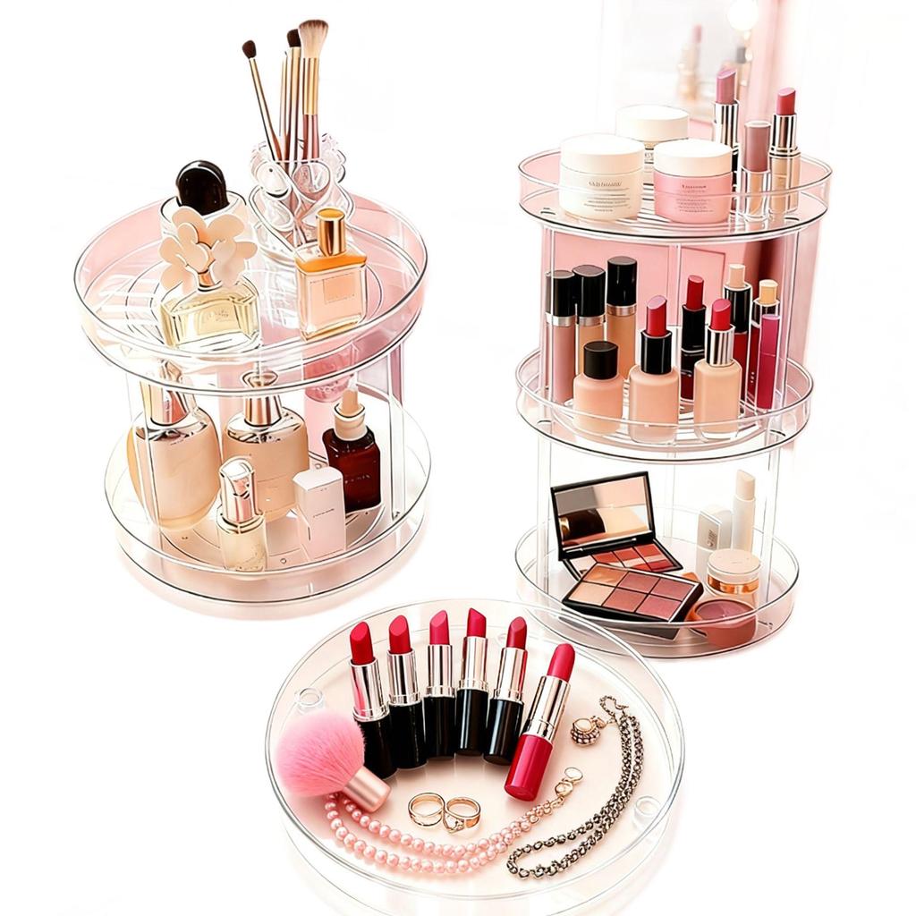 360° Rotating Kitchen and Bathroom Organizer for Spices, Cosmetics, and Skincare