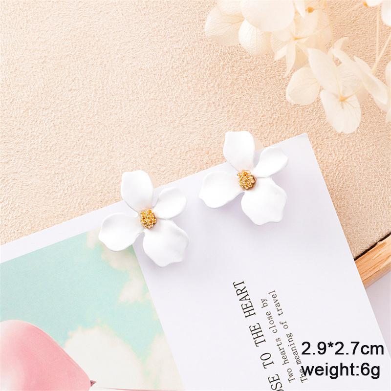 

New Fashion Flower Hanging Earrings for Women Pink White Color Translucent Petals Crystal Imitation Pearl Female Dangle Earrings