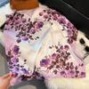70x70cm Lightweight Cotton Silk Square Scarf With Boho Floral Print Breathable Neck Wrap Women
