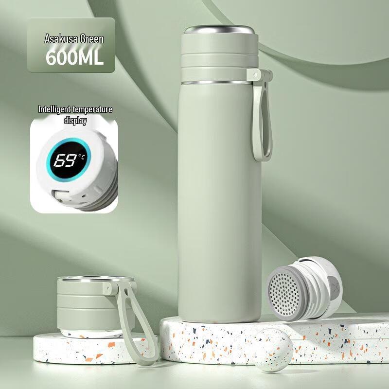 ZETAI 600ml Insulated Stainless Steel Thermos with Tea Infuser & Temp Display