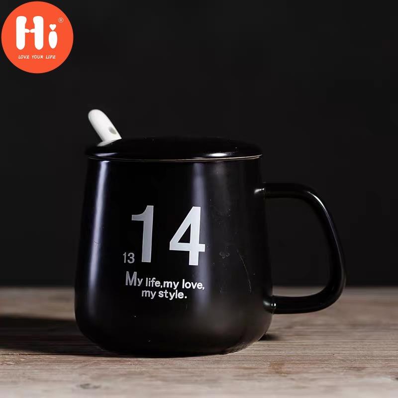 Japanese Style Totoro Coffee Mugs for Lovers Creative Milk Cup with Lid and Spoon Office Simple Ceramic Water Tea Cup Drinkware