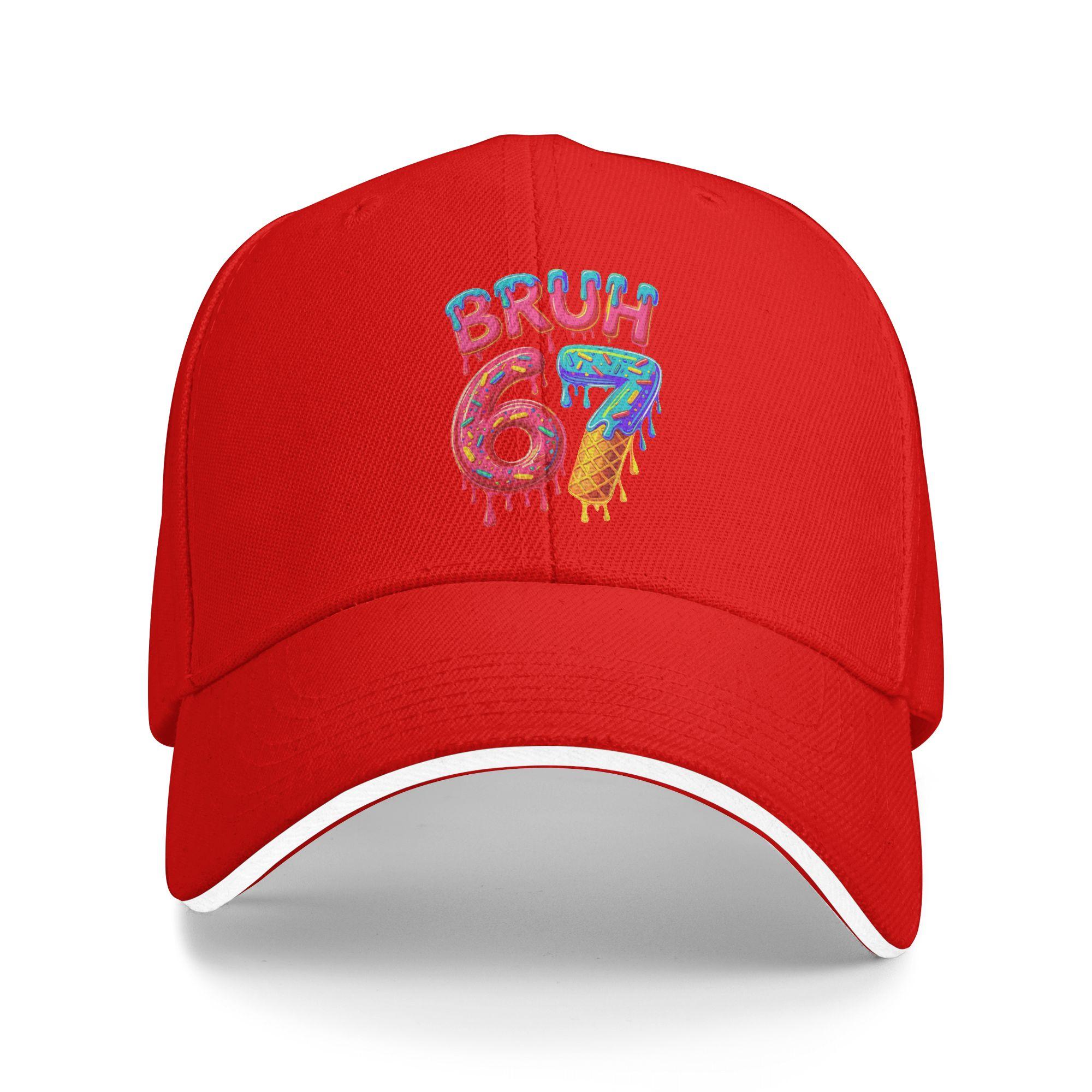 Summer Casual Baseball Cap Bruh 67 Baseball Drip Number 67 Player 67th Birthday Outdoor Gym Trucker Hat Men Vintage Snapback Cap As Picture