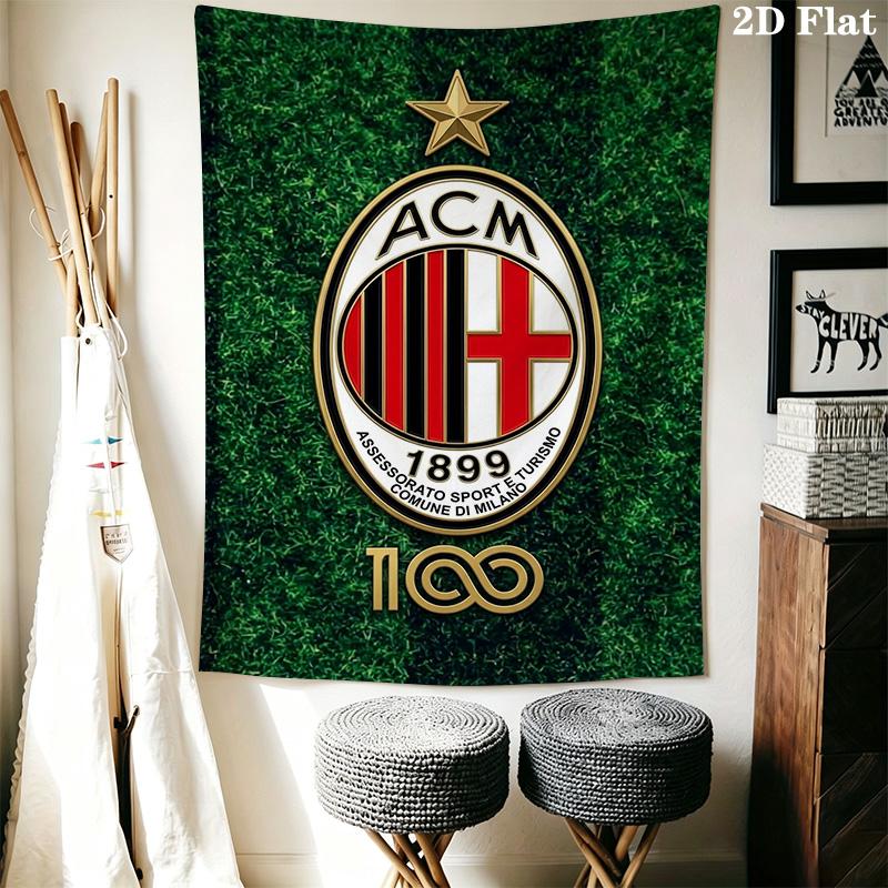Ac Milan Crest Wallpaper Threepiece Set 1 Duvet Cover 2 Pillowcase Without Core Christmas Birthday Gift Soft And Comfortable