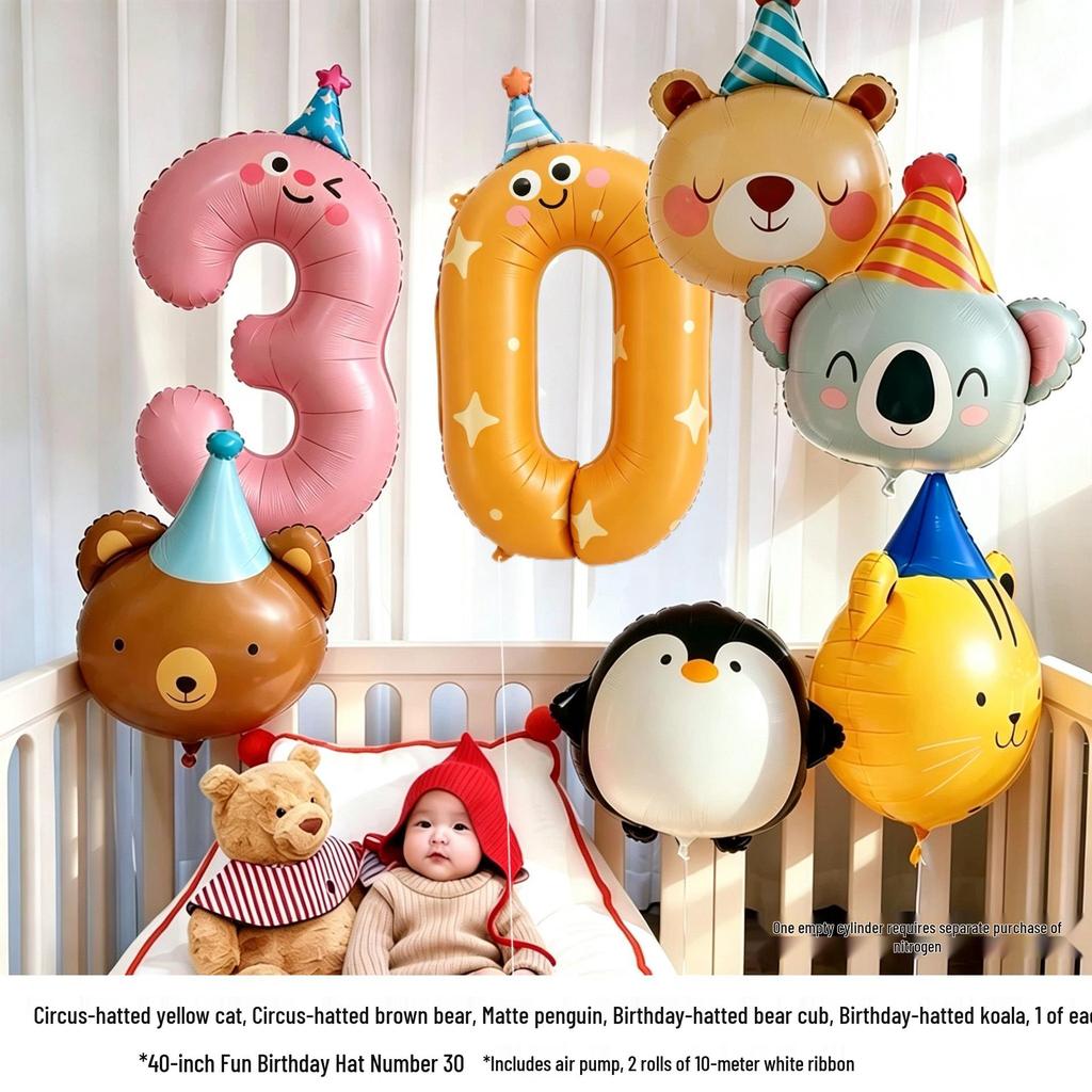 10. Geburtstag Cartoon Tiere & Zahlen Luftballon Party Dekoration für Kinder