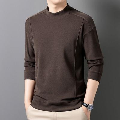 Herbst Winter Herren Neues Langarm-T-Shirt Warmes Deutsches Samt-Pullover-Sweatshirt Unterteil Einfarbiges Oberteil