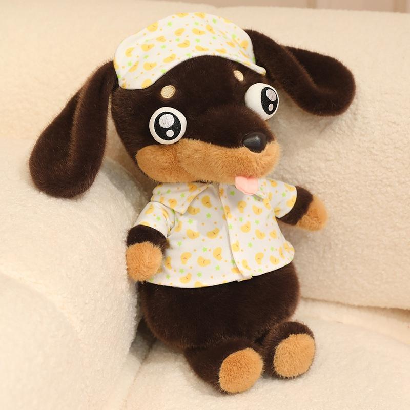 40CM Adorable Big Eyes Dachshund Plush Toy Soft Stuffed Animal Dog Doll Funny Dachshund Wear Clothes Doll Pet Puppy Gifts