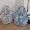 Functional Embroidered Carry Bag Soft Handag For Ladies Large Inside With Safe Magnetic Snap For Phone And Keys  Gray