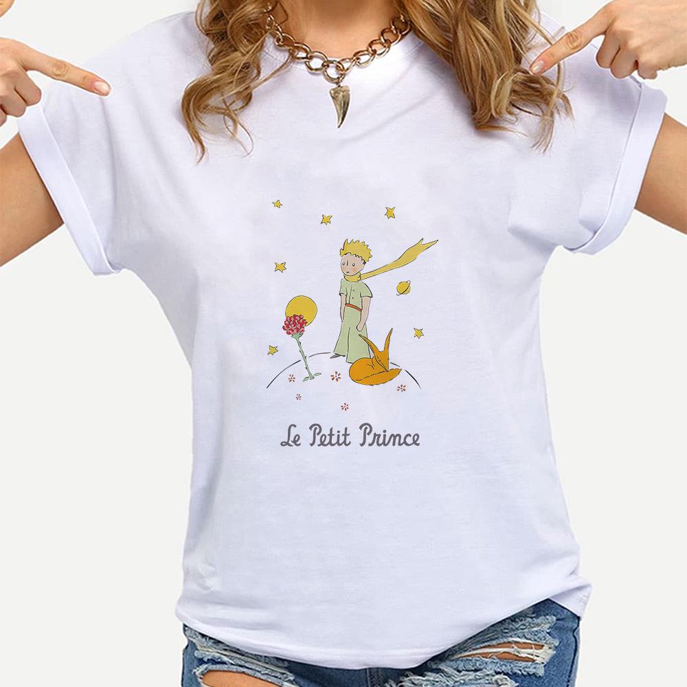 Little Prince White Print Women's Short Sleeve T-Shirt