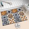 Retro Tile Carpet Entry Door Mat Non-Slip Foot Mat