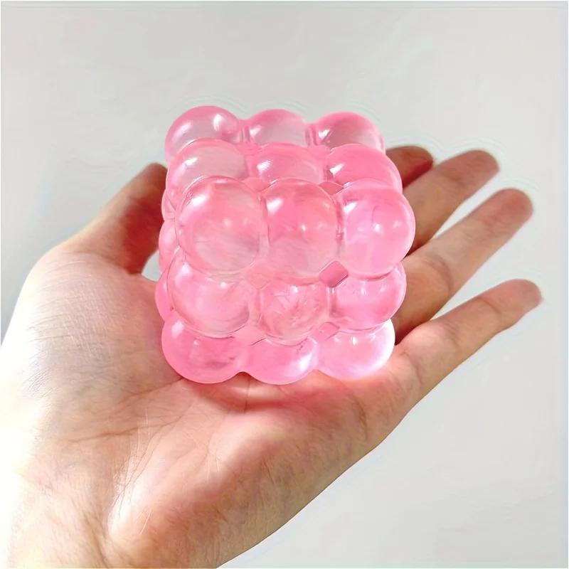Grape Squishy Toy for Kids, TPR Stress Ball for Fine Motor Skills, BirthdayChristmasEaster Halloween Gift, Soft Pink Purple Blue