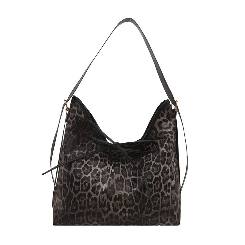 Women's 2025 Retro Leopard Print Hobo Bag – Fashionable Bow Shoulder Bag, Large Capacity, Casual Style.