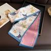 Spring and Summer Flower Double-layer Scarf, Streamer Strap, Bag Decoration, Suit Scarf, Small Long Headband, Silk Scarf, Women's Printing Is Narrow a