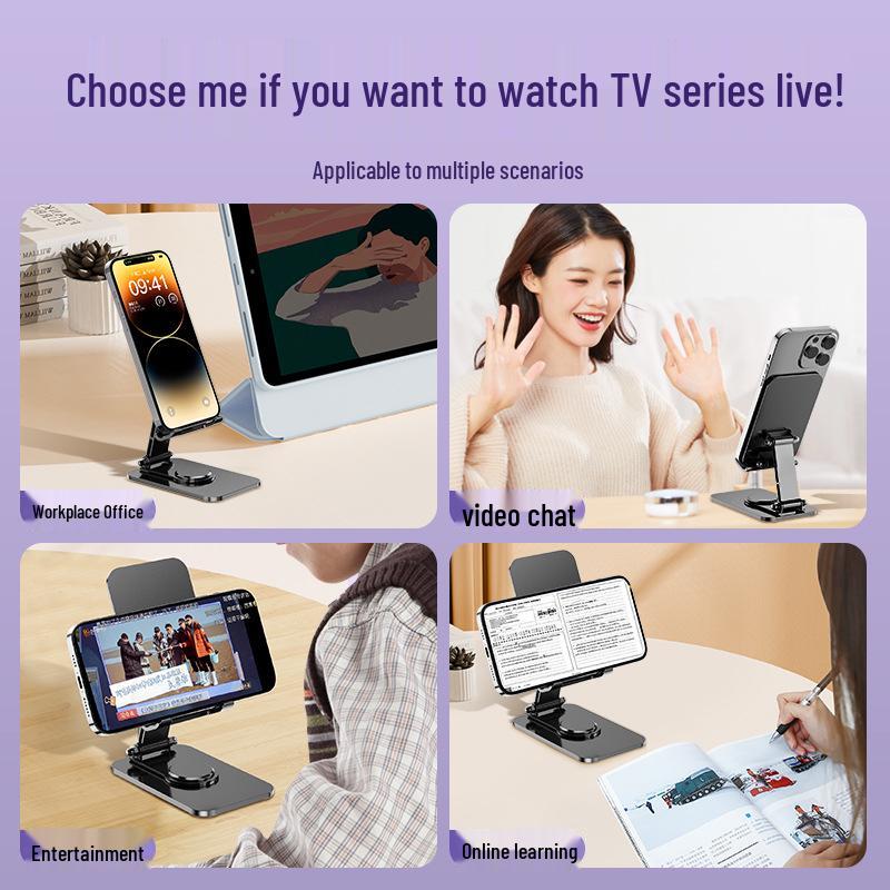 Top-Rated All-Metal 360° Rotating Foldable Phone Stand for Live Streaming