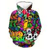 Colorful Cartoon Pattern Hoodies For Men Fun Letter 3D Printed Sweatshirts Autumn New Casual Long Sleeves Pullover Unisex Tops