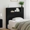 Storage Headboard with LED Black Oak Wood Based Material