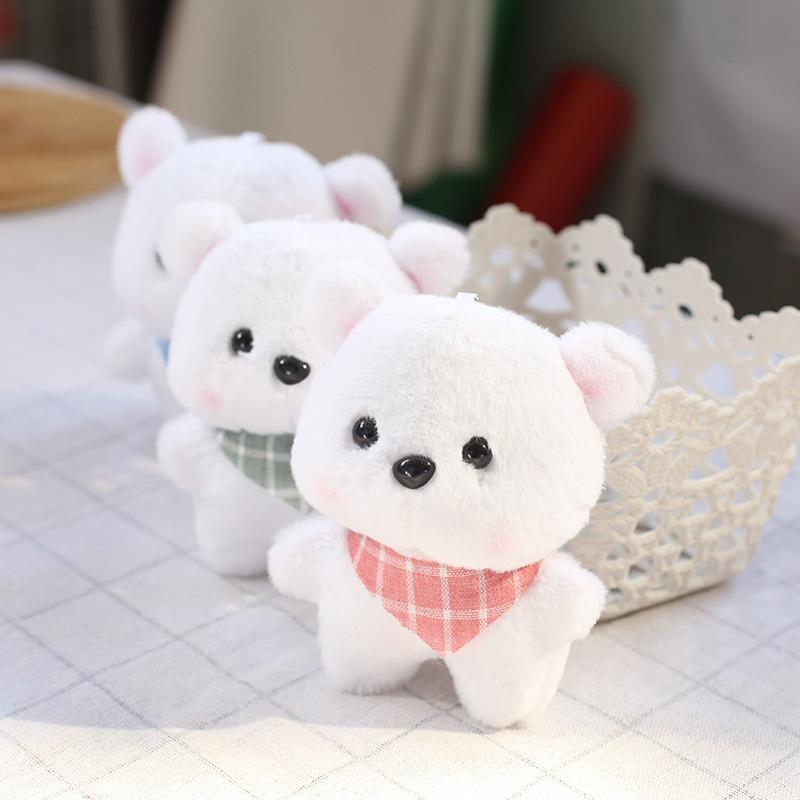 New Cute Plaid Scarf Bear Cartoon Plush Key Pendant Bear Animal Ornament Bag Accessories