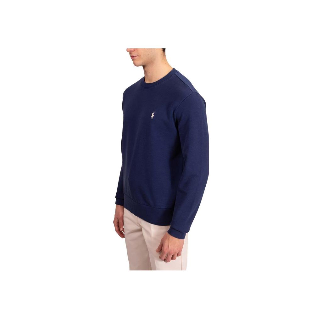 Polo Ralph Lauren FW23 Solid Color Small Pony Logo Embroidered Crew Neck Long Sleeve Fleece Sweatshirt Men sweatshirt Navy-Blue MNPOKNI16821901-410