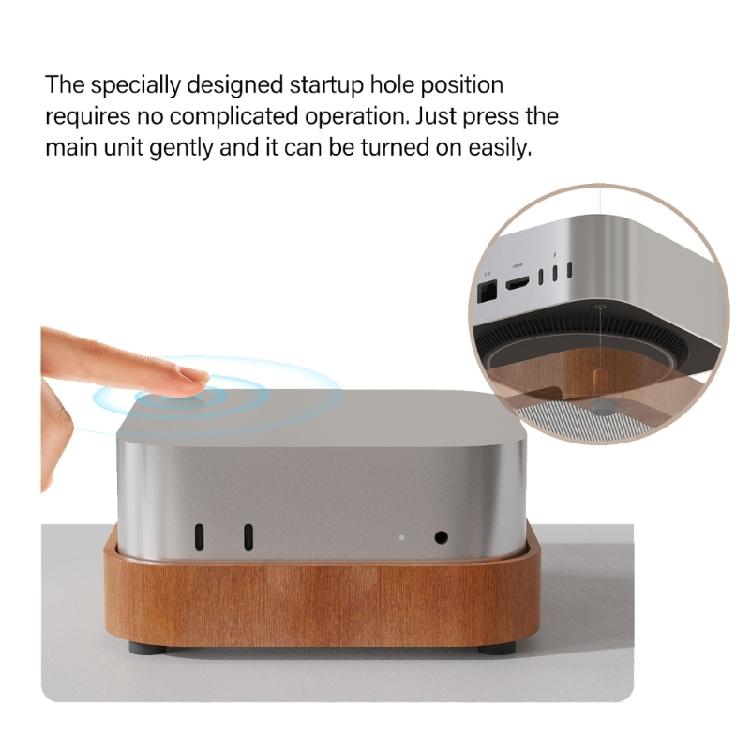 Wooden Desktop Risers for Power Button Wood Texture Heat Dissipation NonSlip Protective Base