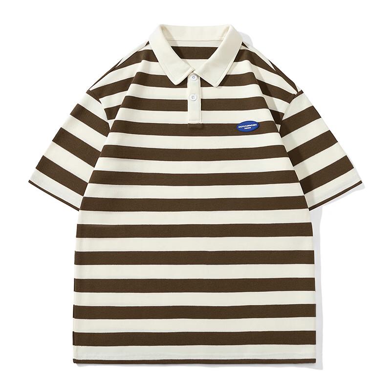 WRPCE Men s Casual Striped Short Sleeve Polo Shirt L