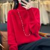 Women's 100% Wool Pullover Sweater, Half-High Neck, Thick Base Layer, New Autumn/Winter Style