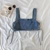 Stilvolle Eleganz Mode Damen Business Casual Weste Krawatte Kurzes Design Schlanke Einreihige Ärmellose Jeansweste Kleines Camisole Layering Top Damen